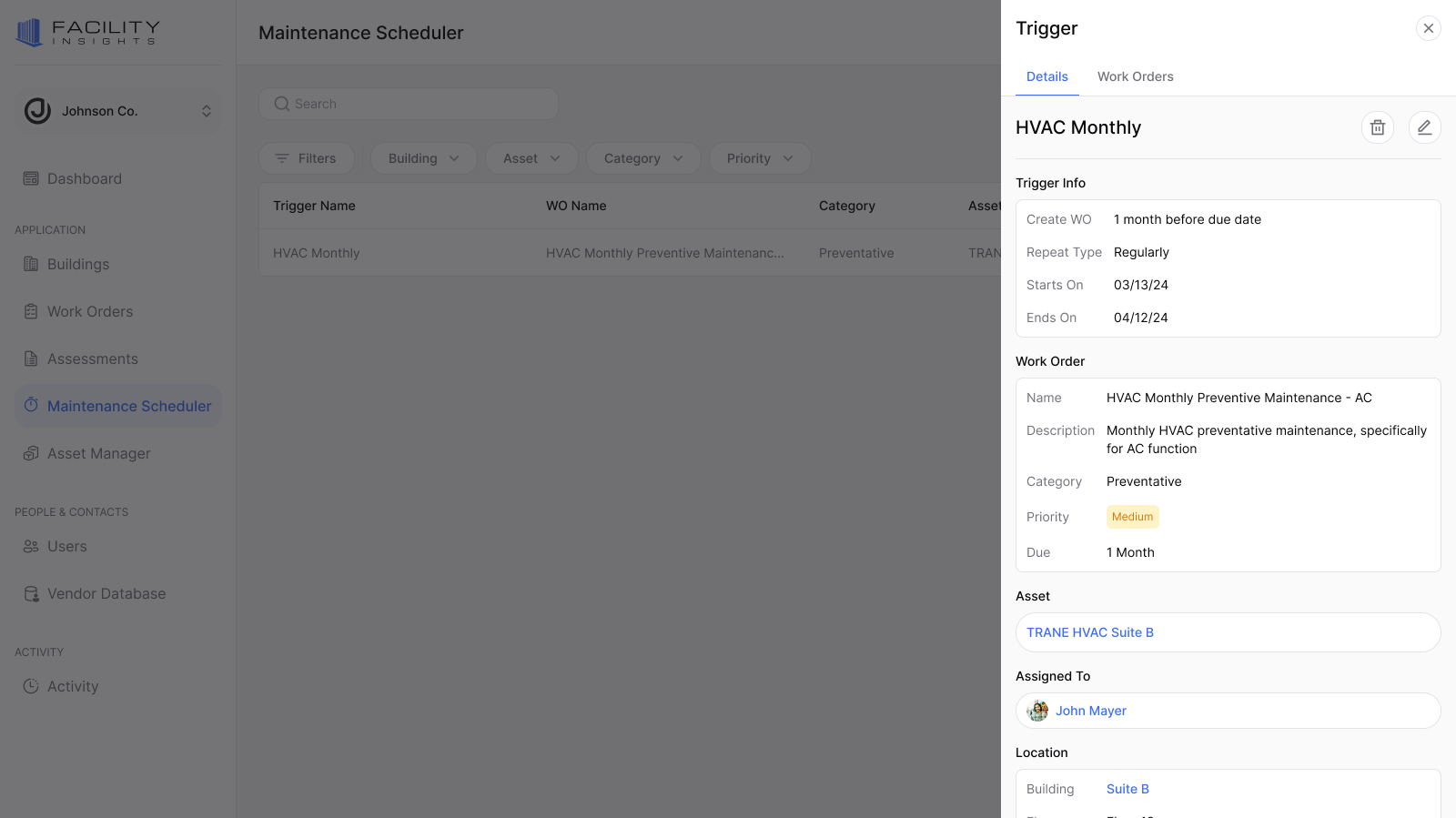 Scheduled Preventative Maintenance